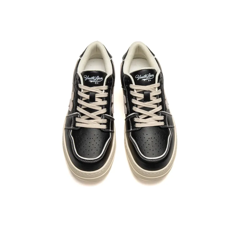 Youthloser Anti Slip And Wear Resistant Height Increasing Low Top Skateboard Shoes Men's Black-2