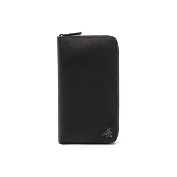 PRADA Cow Leather Money Clip Clutch Wallet Large Size Men's Black