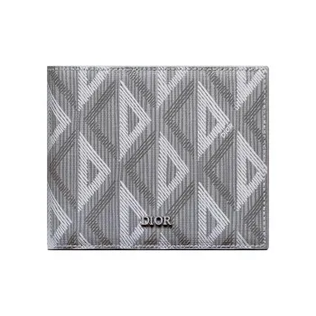 DIOR Smooth Cow Leather With Canvas Card Holder, Wallet Men's Gray