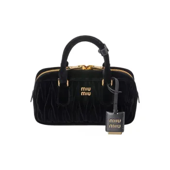 MIU MIU Arcadie Series Velvet Shoulder Bag, Crossbody Bag, Handbag Women's Black