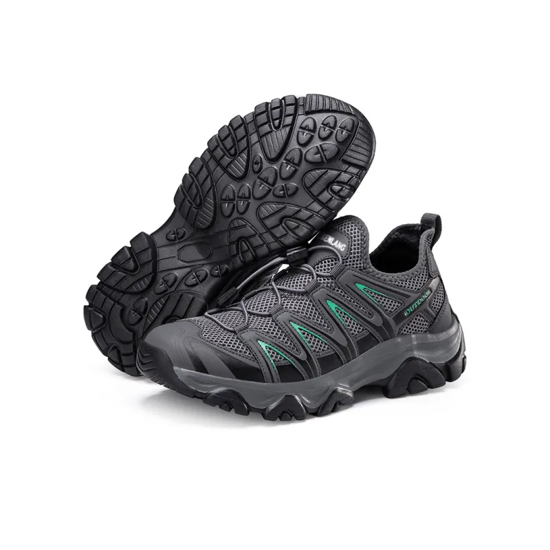 GESENLANG Slip Resistant Breathable Impact Resistant Lightweight Low Top Outdoor Shoes Men's Dark Gray-4