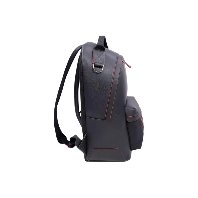EMPORIO ARMANI Sustainable Series Recycled Nylon Backpack Medium Size Men's Black Red-3