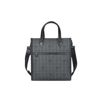 Hush Puppies Cow Leather, Synthetic Leather Briefcase Large Size Men's Gray/Black