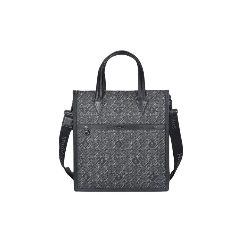 Hush Puppies Cow Leather, Synthetic Leather Briefcase Large Size Men's Gray/Black-0