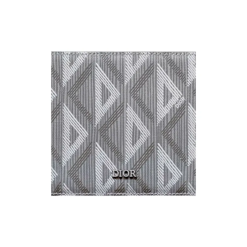 DIOR Smooth Cow Leather With Canvas Card Holder, Wallet Men's Gray-6