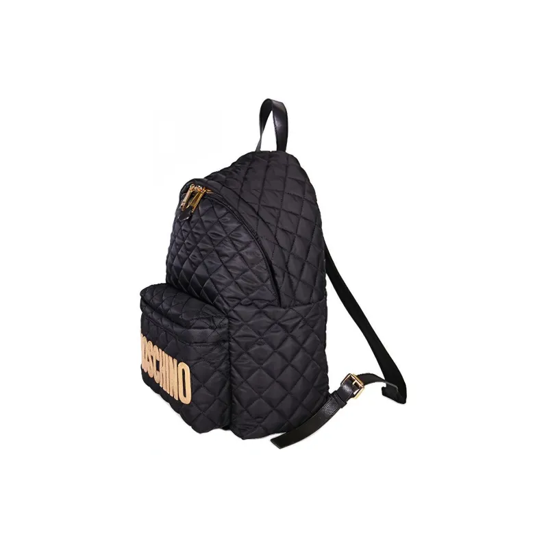 MOSCHINO Nylon Fabric Backpack Regular Women's Black Gold-3