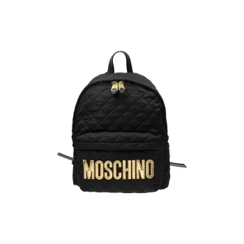MOSCHINO Nylon Fabric Backpack Regular Women's Black Gold