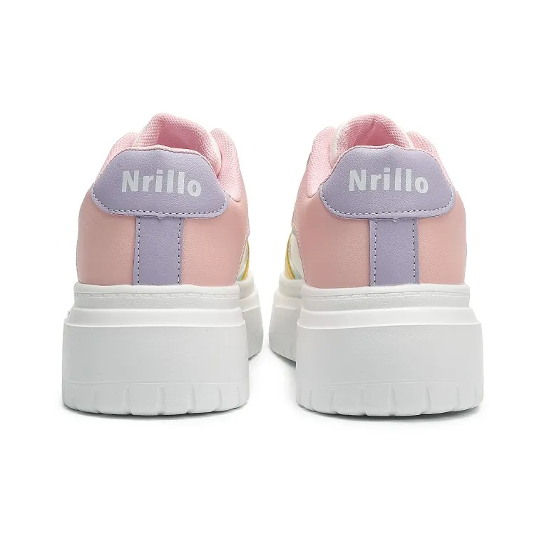 Nrillo Women'shoes Anti-Slip And Wear-Resistant Lightweight Height Increasing Low-Top Skateboard Shoes Pink-1