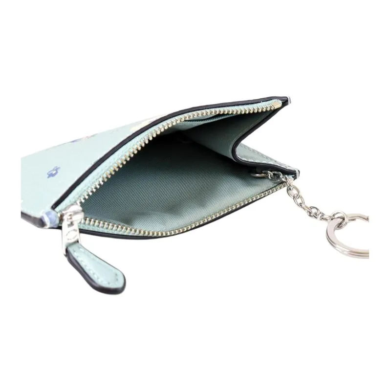 COACH Canvas With Leather Card Holder, Coin Purse, Wallet Women's Blue-3