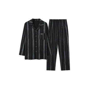 Qin Jing Pajama Set Men's Bamboo Carbon Black