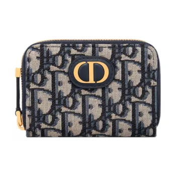 DIOR 30 Montaigne Fabric Coin Purse Card Holder, Wallet Small Size Women's Blue