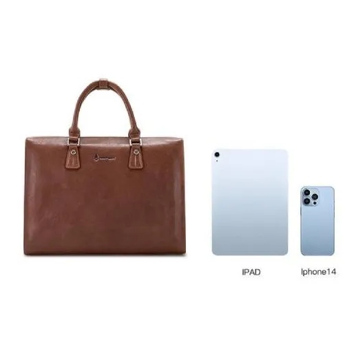 Hush Puppies Cow Leather Briefcase Medium Size Men's Coffee-3