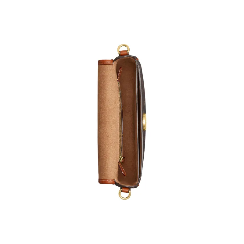 COACH Harley Canvas With Leather Saddle Bag Handbag Shoulder Bag Crossbody Bag Medium Size Women's Coffee & Brown-2