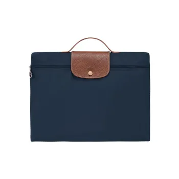 LONGCHAMP Le Pliage Recycled Canvas With Leather Trim Canvas Bag Handbag Briefcase Small Size Men's Navy Blue