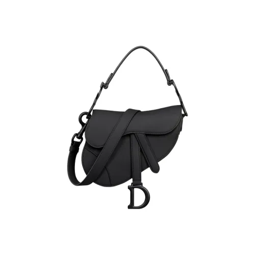 DIOR Ultra Matte Calfskin Saddle Bags One Shoulder Handbags Mini Women's Black