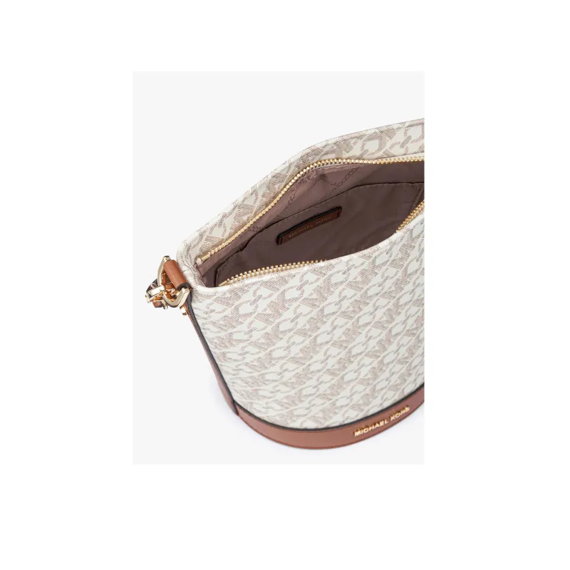 MICHAEL KORS Coated Canvas Bucket Bag, Handbag, Shoulder Bag, Crossbody Bag Trumpets Women's White & Acorn Brown-3