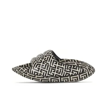 BALMAIN B-IT Quilted Leather Mules 'Bicolor Monogram - Black White'