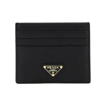 PRADA Saffiano Leather Card Holder Small Size Women's Black