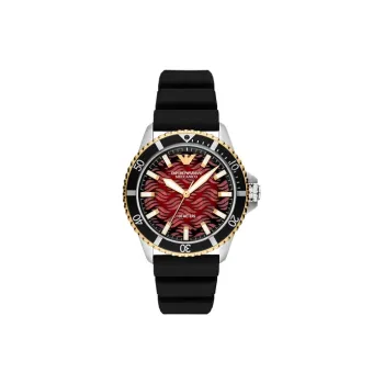 EMPORIO ARMANI Wrist Watch Automatic Mechanical Movement Silicone Strap 42mm Red Watch Dial Men's Watches