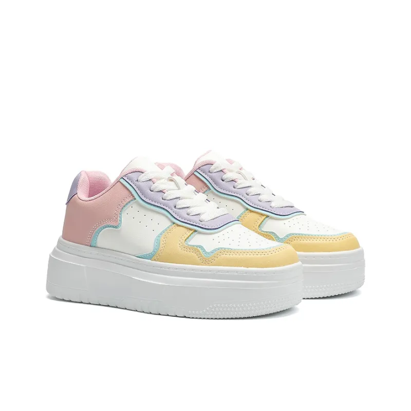 Nrillo Women'shoes Anti-Slip And Wear-Resistant Lightweight Height Increasing Low-Top Skateboard Shoes Pink-2