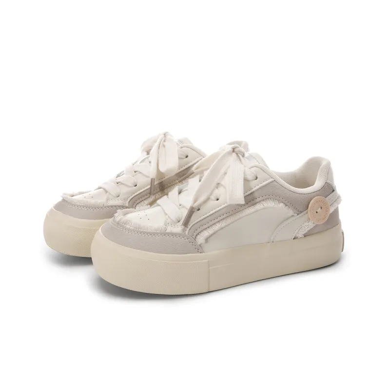 Lovely You Wear resistant And Lightweight Low Top Skateboard Shoes Women's Beige-1