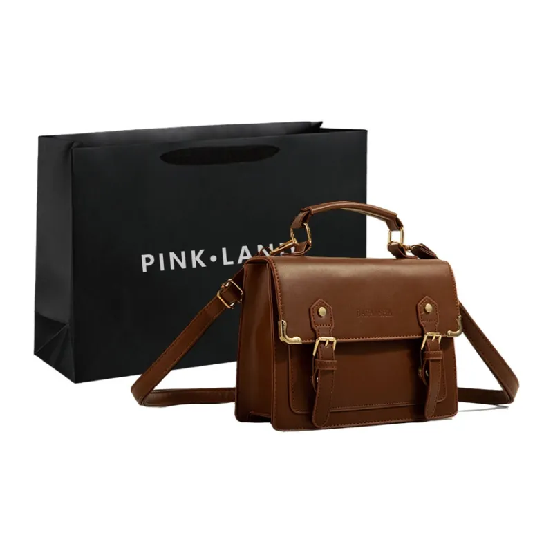 PINK·LAND PU Backpack One Shoulder Handbag Regular Women's Black/Light Brown/Coffee-5