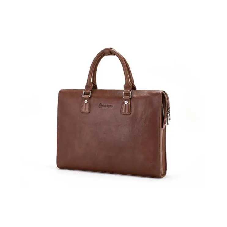 Hush Puppies Cow Leather Briefcase Medium Size Men's Coffee-1