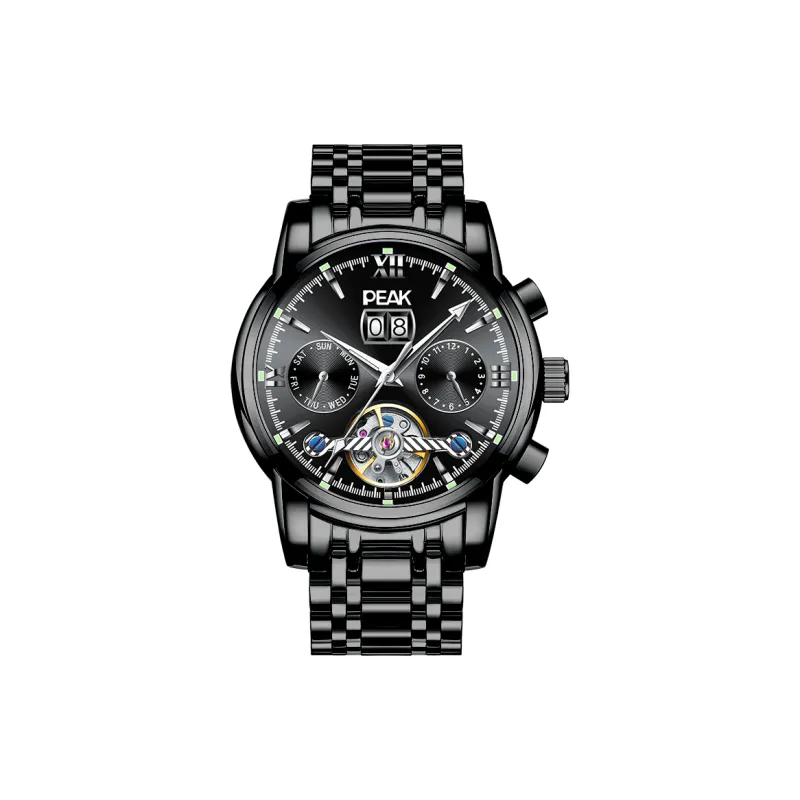 PEAK Wing Collection Mechanical Movement Stainless Steel Watchband Watch Men's Watches Black Dial-5