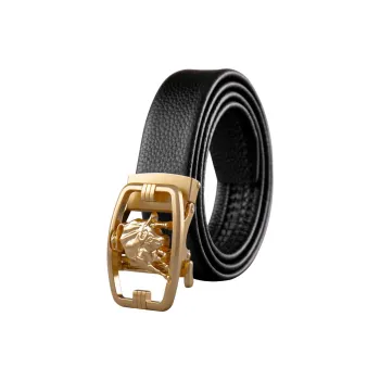 LUCKY LION Genuine Leather Top Grain Cow Leather Casual Business Belt, Powerful And Confident Leather Belts Men's 3.5CM