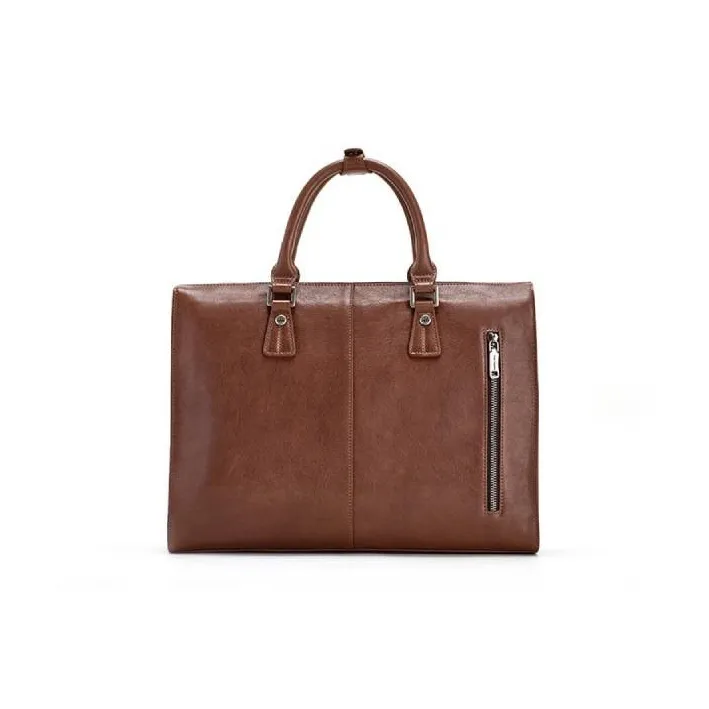 Hush Puppies Cow Leather Briefcase Medium Size Men's Coffee-2