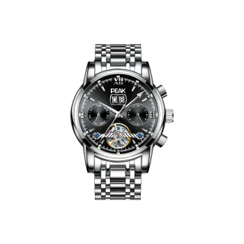 PEAK Wing Collection Mechanical Movement Stainless Steel Watchband Watch Men's Watches Black Dial