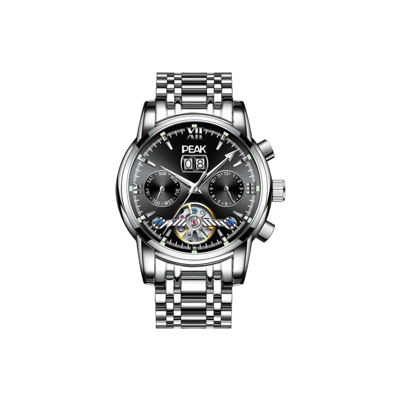 PEAK Wing Collection Mechanical Movement Stainless Steel Watchband Watch Men's Watches Black Dial-0