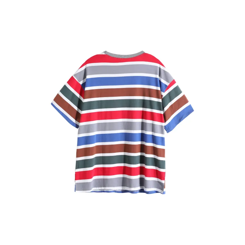 RTNH Top T Shirt Women's Red Blue Stripes-1