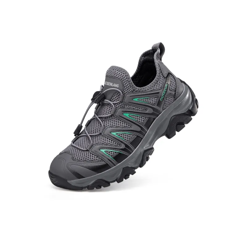 GESENLANG Slip Resistant Breathable Impact Resistant Lightweight Low Top Outdoor Shoes Men's Dark Gray-2