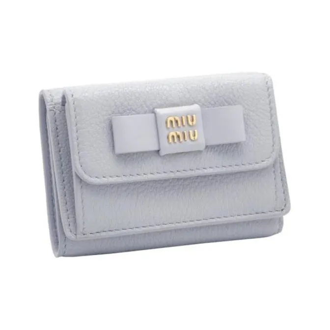 MIU MIU Leather Wallet Small Size Women's Light Blue-1