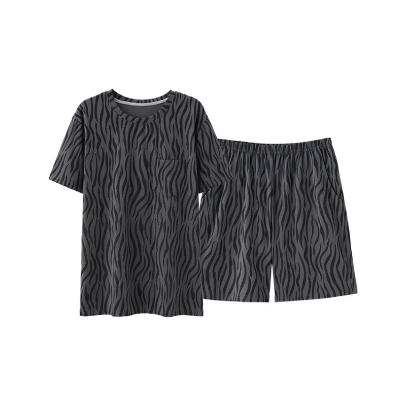 Qin Jing Pajama Set Men's Dark Gray-0
