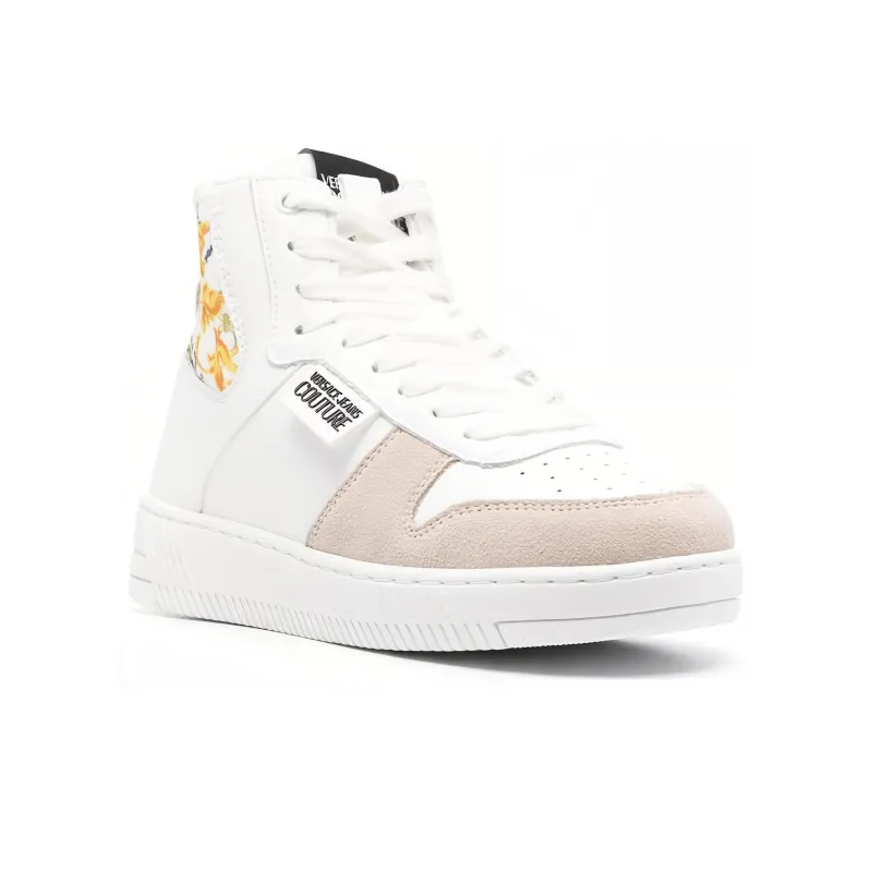 VERSACE JEANS High Top Skateboard Shoes Women's White Pink-2