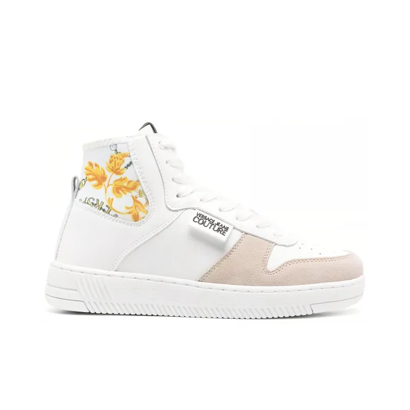 VERSACE JEANS High Top Skateboard Shoes Women's White Pink-1