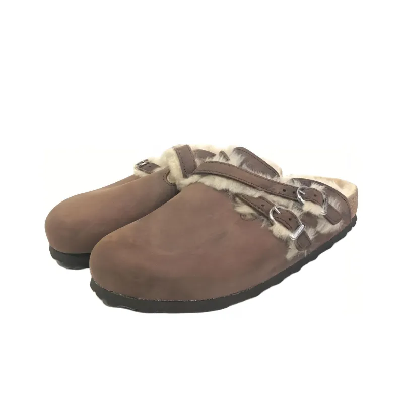 Birkenstock Blair Shearling Oiled Leather Sandals 'Brown' Women's-2