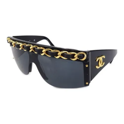 CHANEL Pre-Owned 1980-1990s Chain-trimmed Shield-frame Sunglasses