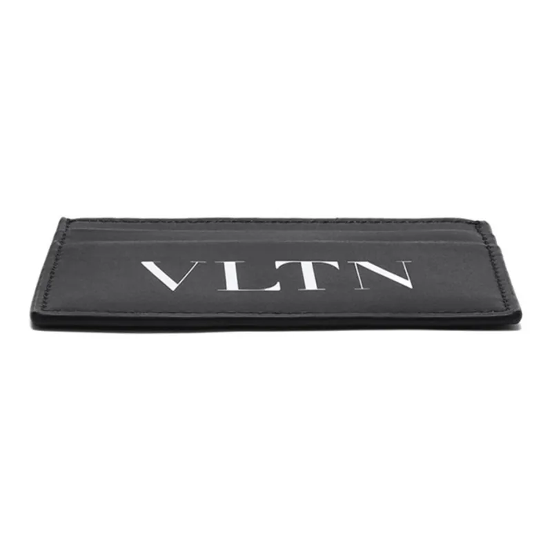 Valentino Cow Leather Card Holder Card Holder Men's Black White-4