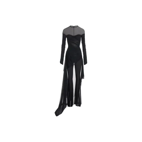 Mugler Draped Mesh Jumpsuit