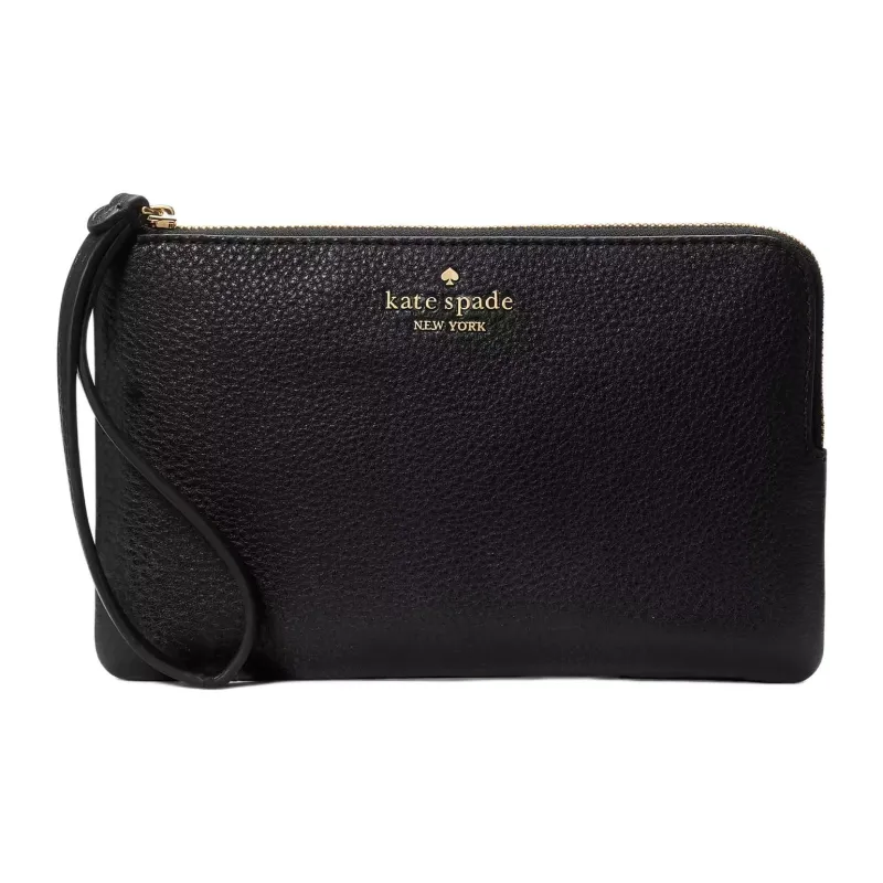 Kate Spade Leila Leather Clutch Medium Size Women's Black-0