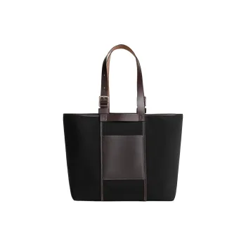 HERMES Goeland Canvas With Hunter Leather And Swift Calfskin One Shoulder Handbags Women's Black & Brown