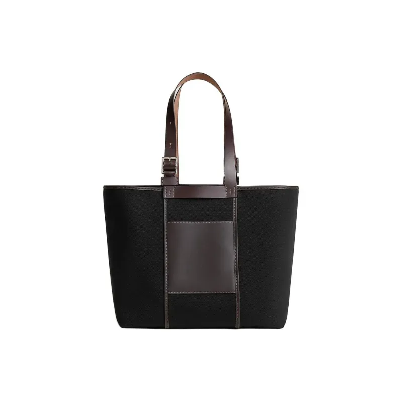 HERMES Goeland Canvas With Hunter Leather And Swift Calfskin One Shoulder Handbags Women's Black & Brown-0
