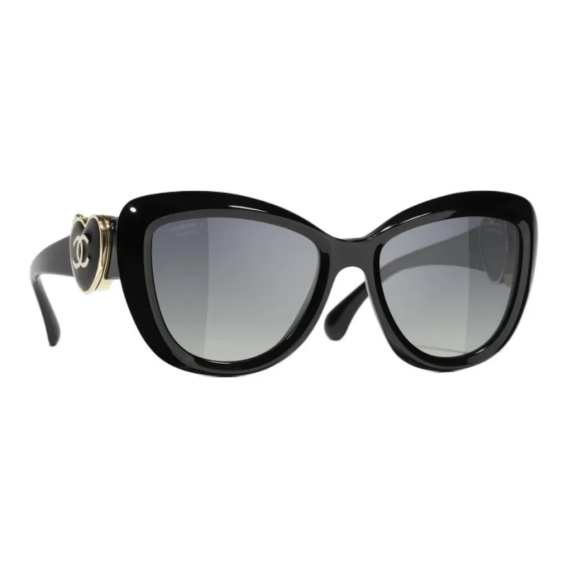 CHANEL Acetate Butterfly Sunglasses Unisex Black-1