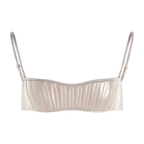 Mugler Bandeau Lamé Bikini Top