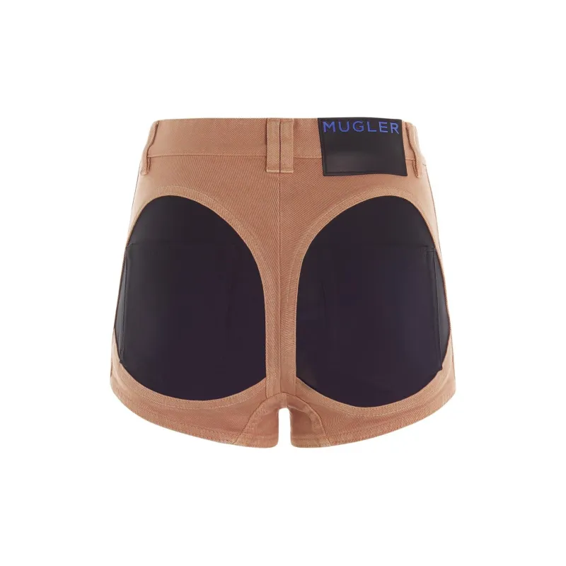 Mugler Mid rise Skinny Denim Shorts-1