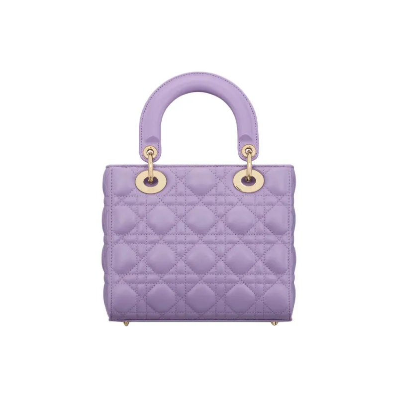 DIOR Lady Dior Sheepskin Dior Bag Shoulder Bag Crossbody Bag Handbag Small Size Women's Light Purple-3
