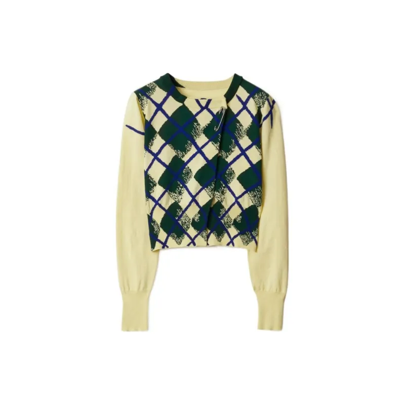 Burberry Argyle intarsia Cropped Cotton Jumper-0